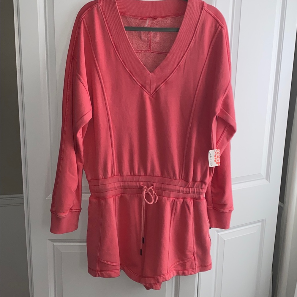 FP MOVEMENT Intercept Romper  Women's Size XL Hibiscus Tulip‎ Pink NWT
